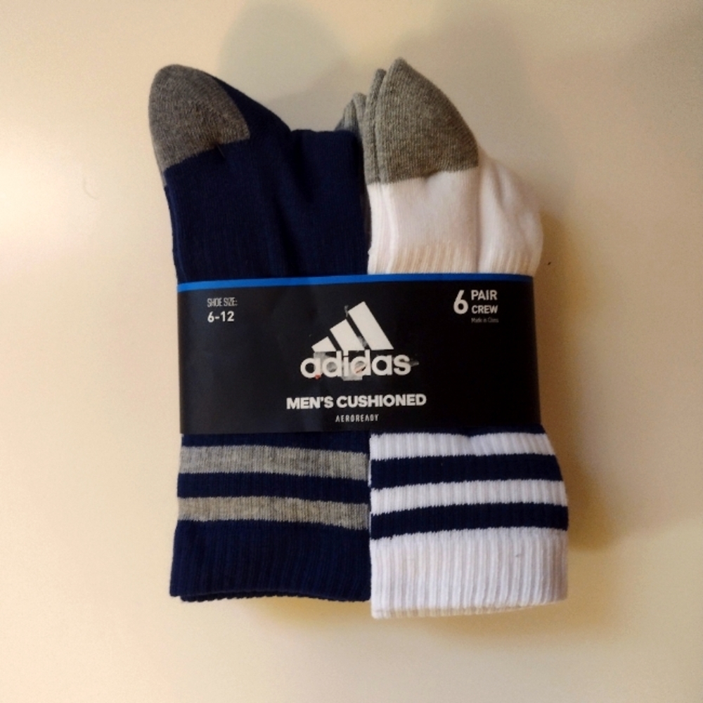 NWT 6 Pk Adidas Aeroready Socks